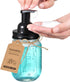 SheeChung Mason Jar Foaming Soap Dispenser, Rustproof Stainless Steel Lid & Pump, Glass for Bathroom Kitchen (2 pk)