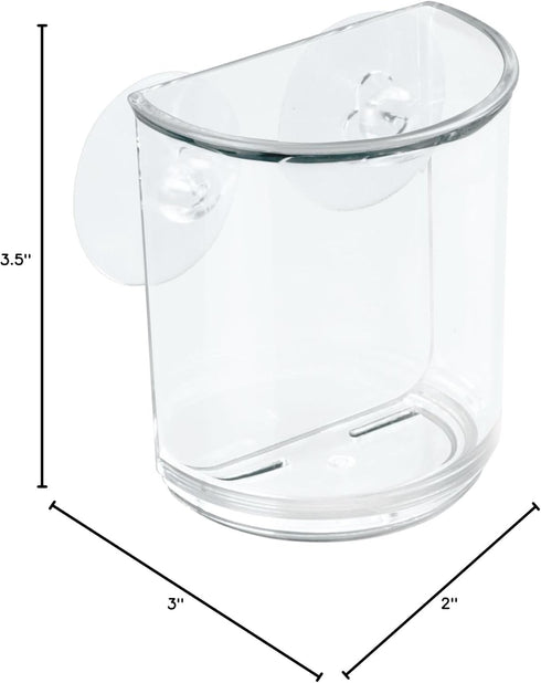 iDesign Plastic Suction Tumbler Cup and Bathroom Organizer, Clear, 3" x 2" x 3.5"