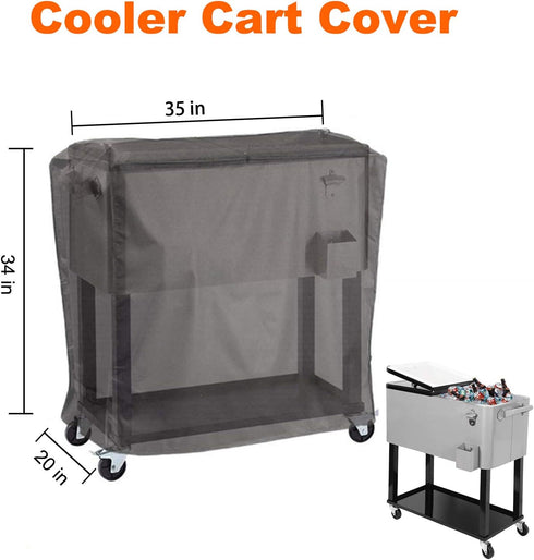 80 35" 20" 34" Cooler Cart Cover, Universal Fits for Most Beverage Cart Quart Rolling Ice Chest Cover Cooler Cart Dust