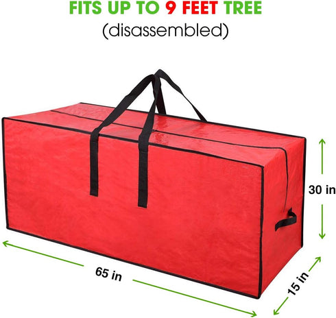 Primode Christmas Tree Storage Bag | Fits Up to 9 Ft. Tall Disassembled Tree I 65"x15"x30" Holiday Tree Storage Case | Protective Zippered Artificial Xmas Tree Bag (9ft, Red) by Primode