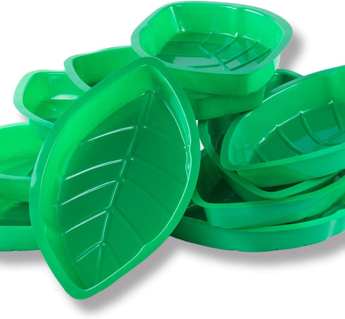 Super Z Outlet Palm Leaf Hawaii Style Food Reusable Snack Tray for Jungle Island Themed Party Decorations (12 Pack,