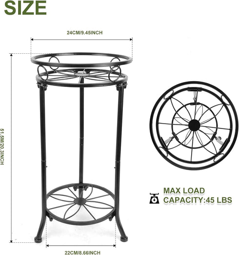 THKFUL 2Pack Outdoor,20.3" Plant,2 Plant Stand Indoor Heavy Duty Metal Pot Plants Stands for Multiple Tier Corner