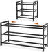 Expandable Shoe Rack for Small Spaces, Adjustable Width 18.5"33", 3-Tier Sturdy Metal