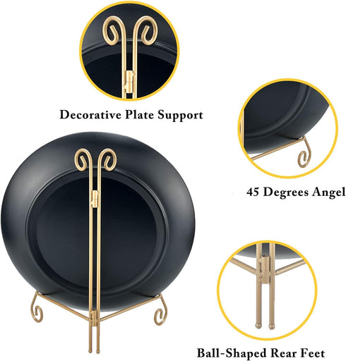 Gold Plate Stand, 8 Inch Heavy-Duty Metal Holder for Displaying Plates, Photos, Books, and Round Objects (1-Pack)