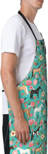Floral Horse Print Waterproof Apron, Adjustable Neck Bib with 2 Pockets for Cooking Kitchen Gift