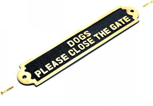 Renovators Supply Manufacturing Beware of Dog Sign, 10.9 in. X 2.1 in. Cast Brass