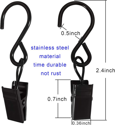 Stainless Steel S Hooks Curtain Clips, 50 Pack Hanging Party Lights Clips Hangers for Photo, Art Craft Display, 2.4