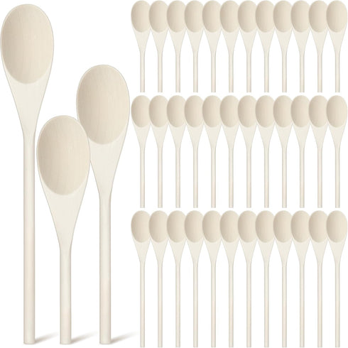 Nosiny 48 Pcs Wooden Spoons Set, 8, 10, 12 Inch Oval Cooking Spoons for Kitchen Cooking and Baking