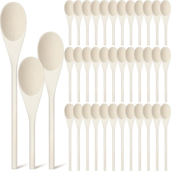 Nosiny 48 Pcs Wooden Spoons Set, 8, 10, 12 Inch Oval Cooking Spoons for Kitchen Cooking and Baking