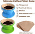 Abnaok Set of 2 Collapsible Pour Over Coffee Dripper, Silicone Reusable Cone Filter Holder with 40Pcs Paper Filters for