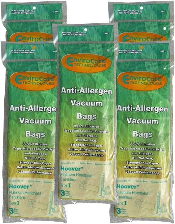 EnviroCare Replacement Vacuum Bags, Made to Fit Hoover Type I, Platinum Handheld Canister, 15 Pack
