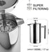 Secura French Press Coffee Maker, 304 Grade Stainless Steel Insulated Coffee Press, 17oz (0.5 Litre), Silver