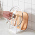 VANRA Cutting Board Organizer, Metal Steel Pot Lid Holder Stand for Kitchen Countertop, 2 Slots, White