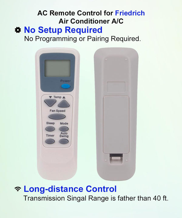 AC Remote Control for Friedrich Air Conditioner Models EP12G33, EP24G33, CP06F10, CP06G10, CP08F10, CP10E10, CP12F10,