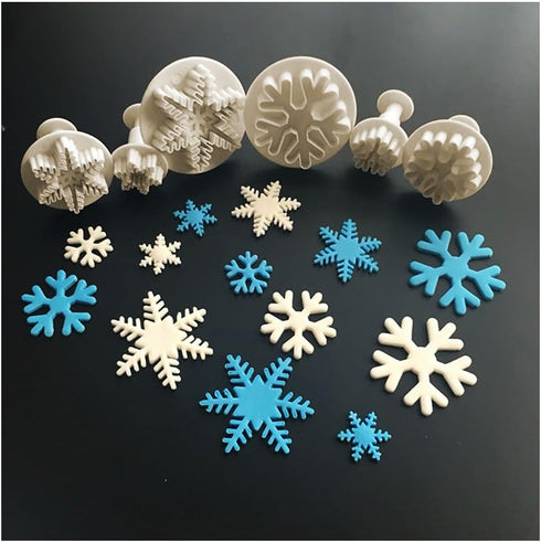 ilauke 6PCS Snowflake Cookie Cutters Decorating Fondant Embossing Tool - Christmas Plunger Cake Cutter