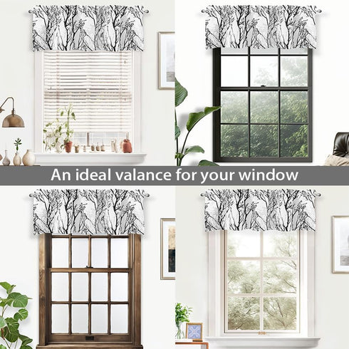 DriftAway Tree Branch Abstract Ink Printing Lined Thermal Insulated Window Curtain Valance 52 Inch by 14 Inch