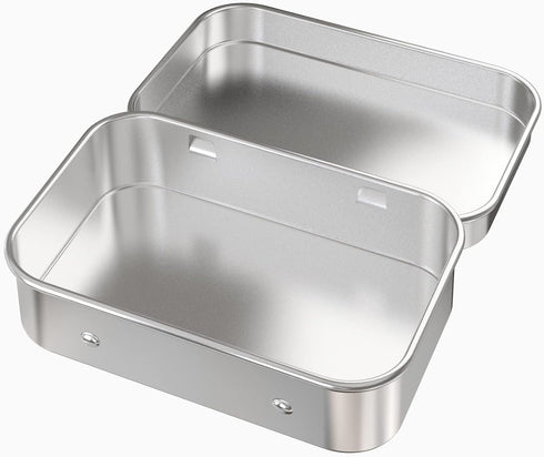6 Pcs Mini Metal Hinged Tin Box Container Kit with Lid for Home Storage, 3.7x2.3x0.8 Inch, Silver