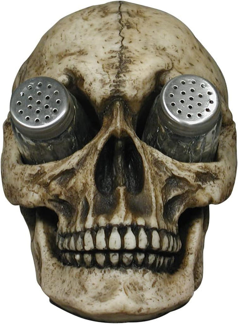 DWK "Deadly Devourings" Skull Salt & Pepper Spice Holder, Gothic Home Decor, Skeleton Decorative Kitchen Spice Holder