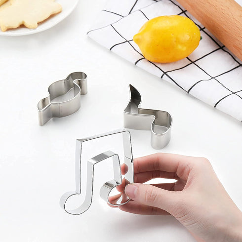 Music Note Cookie Cutter Shapes Set, 8 Pieces Stainless Steel for G Clef, Eighth Note, Piano, Violin, Guitar