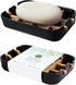 Soap Dishes for Bar Soap, Black Bamboo Bathroom Soap Holder for Shower and Sink