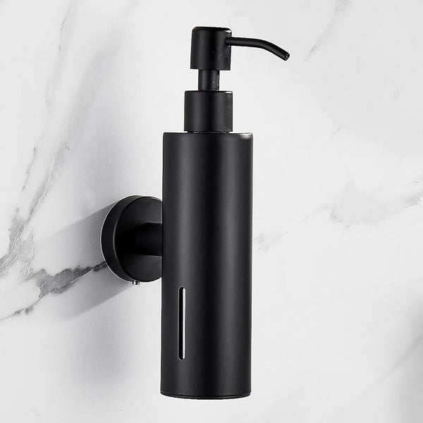 BATHSIR Matte Black Soap Dispenser, Refillable Wall Mounted Shower Soap Dispenser, Stainless Steel Clear Hand Soap Pump