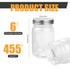 6 Pack 16 Ounce Clear Plastic Mason Jars Containers with Screw Sealing Metal Tinplate Lids, Refillable Empty PET