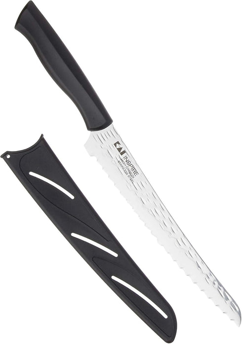 9 Inch Hammered Kai Inspire Bread Knife, blade with Finish, , Silver