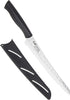 9 Inch Hammered Kai Inspire Bread Knife, blade with Finish, , Silver