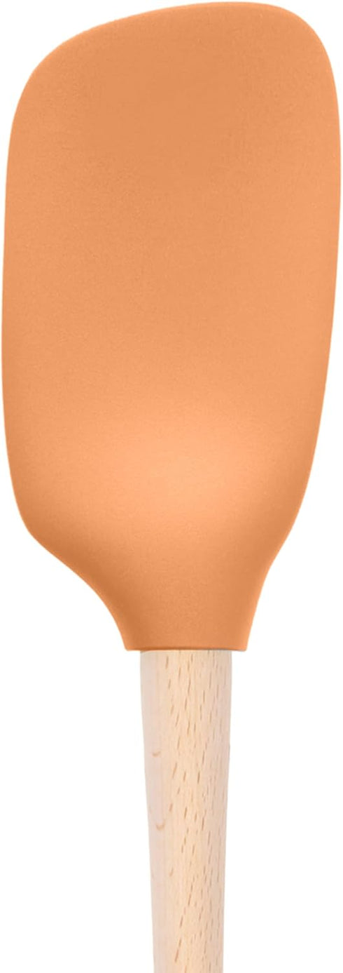 Tovolo Flex-Core Apricot Wood-Handled Spoonula, Silicone Spoon Spatula Head With Ergonomic Grip & Wooden Handle, Silicone Spatula Spoon for Cooking & Cake Decorating BPA-Free by Tovolo