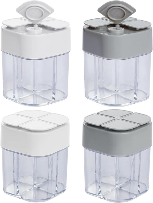 4 Pack 4 in 1 Travel Salt and Pepper Shaker, Camping Spice Container with Lid for Home Restaurant BBQ