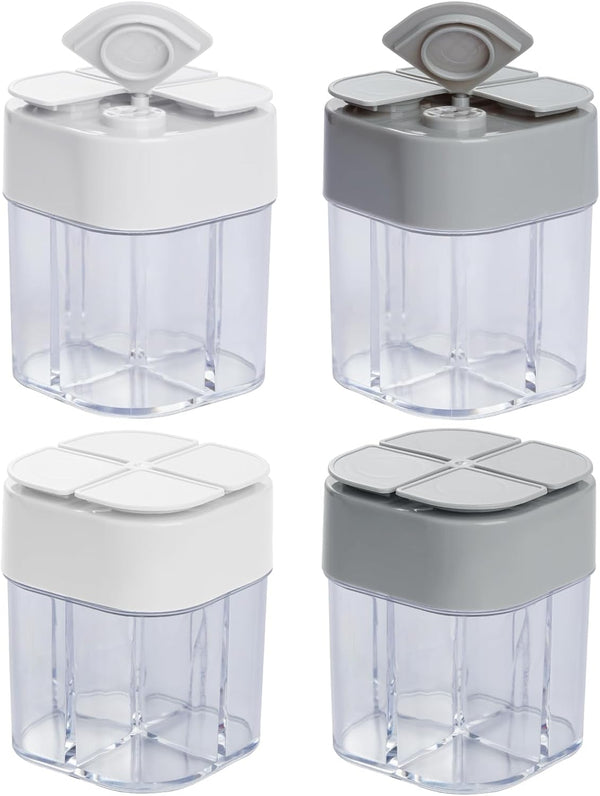 4 Pack 4 in 1 Travel Salt and Pepper Shaker, Camping Spice Container with Lid for Home Restaurant BBQ