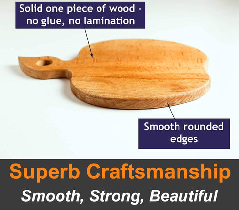 Apple-shaped Solid Wood Cutting Board with Handle for Fruit, Veggies, Cheese – Small Wooden Bread Board, Charcuterie