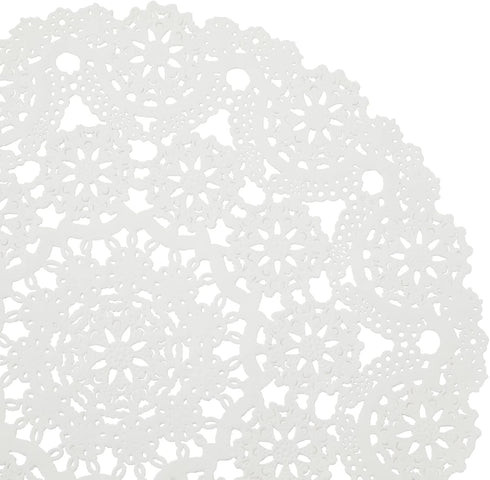 Juvale White Lace Paper Doilies for Tea Party Decorations - 12 in Round, 200 Pack Disposable Paper Placemats