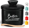 French Butter Dish Butter Crock with Lid and Knife, Keeps Butter Soft and Fresh for 2-5 Weeks, Black