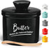 French Butter Dish Butter Crock with Lid and Knife, Keeps Butter Soft and Fresh for 2-5 Weeks, Black