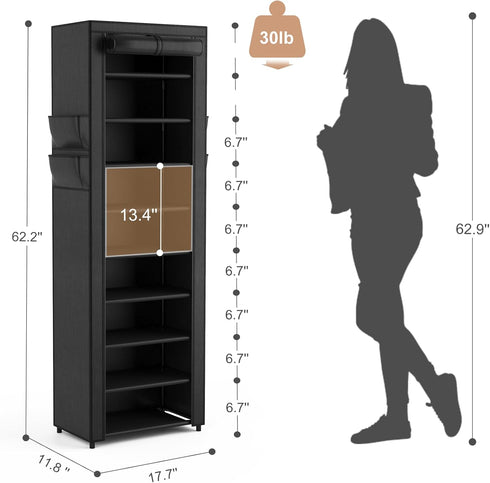4 10 18-22 Closet VILICK Shoe Rack with Cover Narrow Shoe Organizer with Side Pockets Tier Tall Shoe Storage Holds