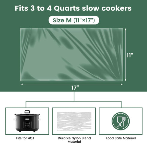 KOOC Slow Cooker Liners 30 Count, 11"x17" Disposable Pot Liners for 3 qt to 4 qt Pot, BPA Free