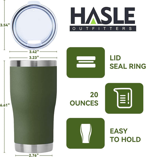 HASLE OUTFITTERS 20 oz Bulk Tumbler, Stainless Steel with Lid, Vacuum Insulated Double Wall Powder Coated, Army Green