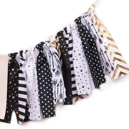 WAHAWU 1st 1st) Wild One Banner for Birthday - Black and Gold , Baby Boy's Shower Decorations , Photo Decoration Props