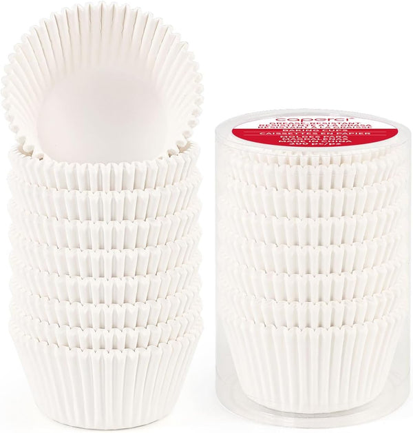 200 Counts Standard White Cupcake Liners for Baking, Caperci Greaseproof Muffin Baking Cups for Parties