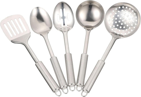 MAGICLULU 1 Set Stainless Steel Kitchenware Food Cooking Spatula, Soup Spoon, Slotted Turner, Non-Stick Pan for Eggs,