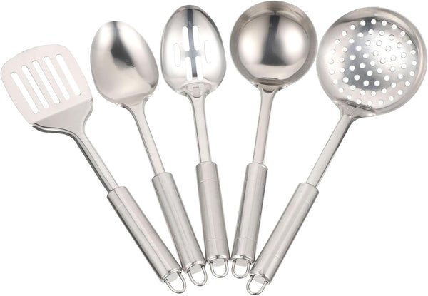MAGICLULU 1 Set Stainless Steel Kitchenware Food Cooking Spatula, Soup Spoon, Slotted Turner, Non-Stick Pan for Eggs,