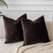 JUSPURBET Set of 2 Coffee Velvet Decorative Pillow Covers for Couch Sofa Bed, 18x18 inch, Hidden Zipper Cases