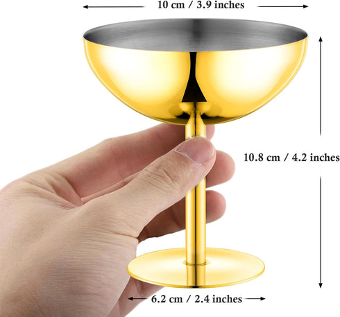 Frozen (4, Ice Cream Bowls Stainless Steel Dessert Cups with Spoons Reusable Footed Sundae Cups Ice Cream Cups