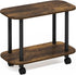 2-Tier Furinno Turn-N-Tube Side Table, Oval Sofa End Table with Wheels, Toolless Assembly Night Stand, Bedside Table