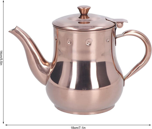 500ML Rose Gold Stainless Steel Teapot, Integrated Cover and Anti-Scalding Handle Design for Conference Rooms