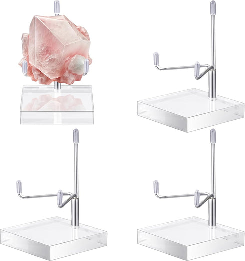 4 Pcs Adjustable Metal Arm Display Stand Easel with Acrylic Base for Geodes, Mineral, Agate Plates