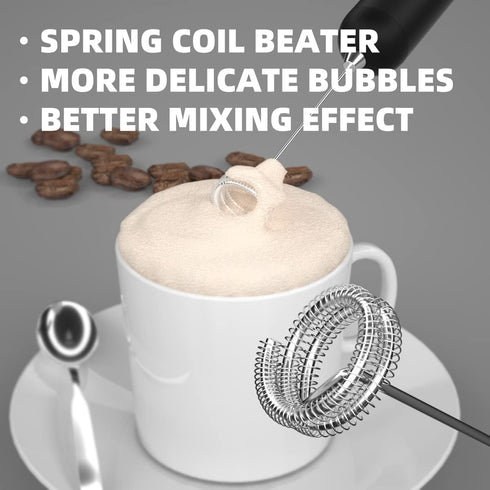 Milk Frother Handheld, Electric Milk Frother for Coffee, Coffee Frother Electric Whisk Drink Mixer for Lattes Milk Coffee Cappuccino Frappe, Cold Foam Milk Frother-Black by BY Mistletoe