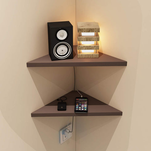 evron Corner Mounting Shelf Set of 2 – Easy to Install Floating Wall Shelves with Durable Waterproof ABS Plastic
