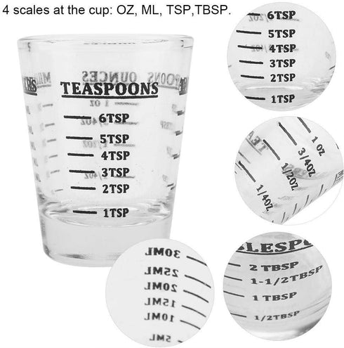 Maxmartt Measuring Shot Glass, 1 oz, 30ml, Small Glass Measuring Cup with Ounces Milliliters